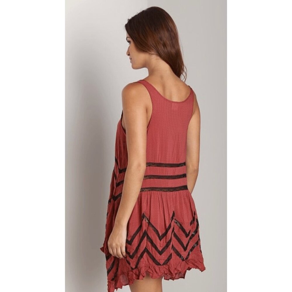 Free People Burnt Red & Black Voile & Lace Slip Dress | Boho Coastal Cowgirl S - Picture 7 of 12